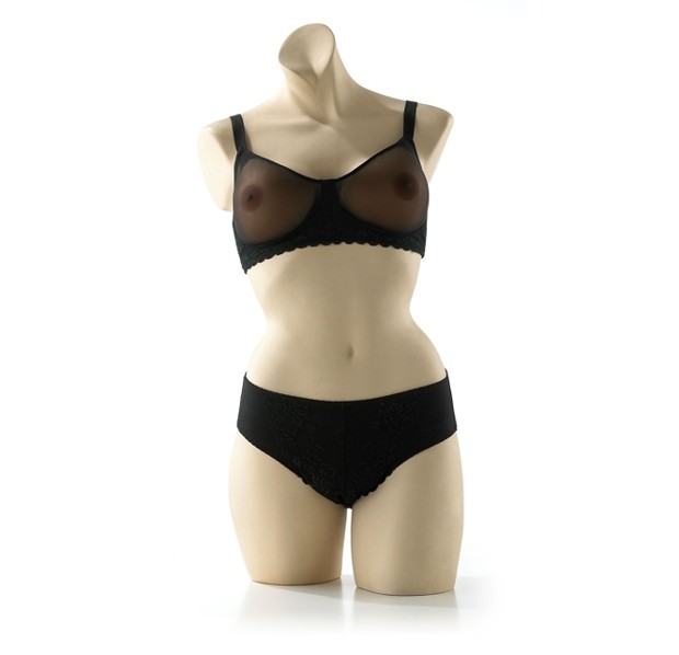 Amoluxury Showstar black erotic bra and gaff panties frontview