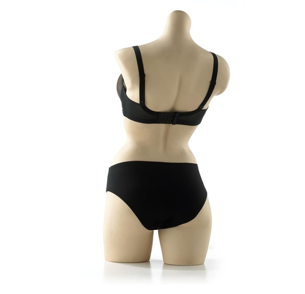 Amoluxury Showstar black erotic bra and gaff panties rearview